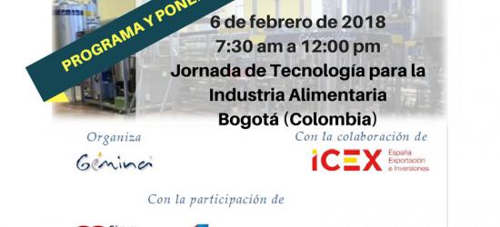 Programa de la Jornada sobre Industria Alimentaria dirigido a las empresas de Colombia